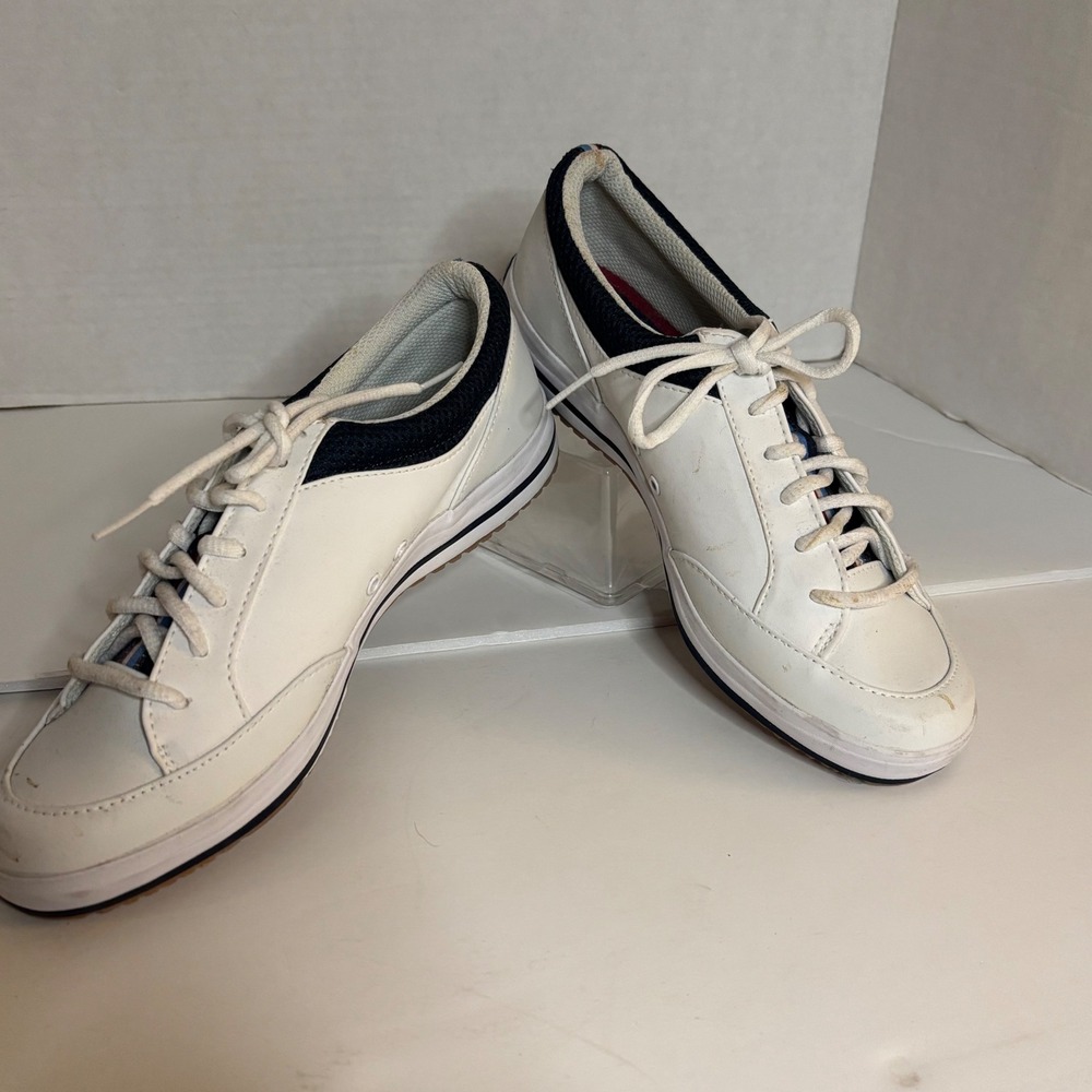 Keds Womens WH-4999M White Leather Navy Mesh Low Top Sneakers Size 8 US
